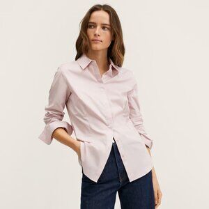 MANGO Fitted cotton blend shirt SIZE 0 US (4 UK)